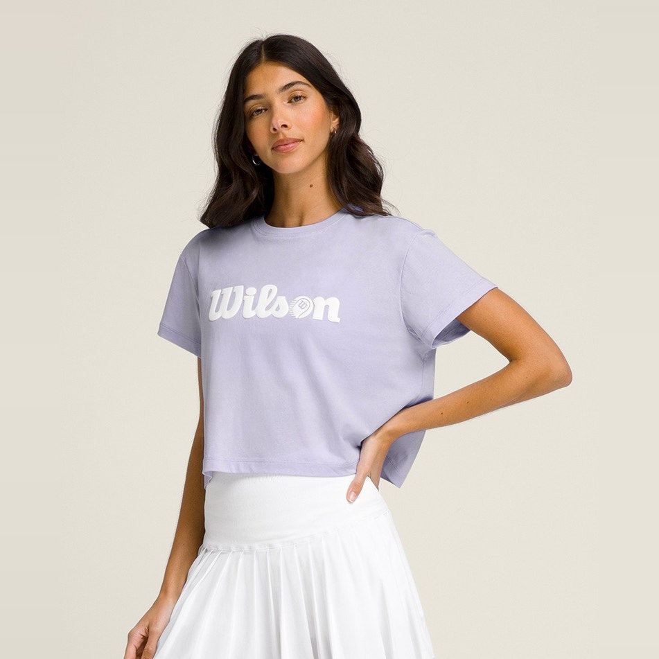 WILSON Harper Crop Tennis Tee Lavender-WW00367511PUE:🌸网球女神必备!轻盈透气+百搭美衣 ...