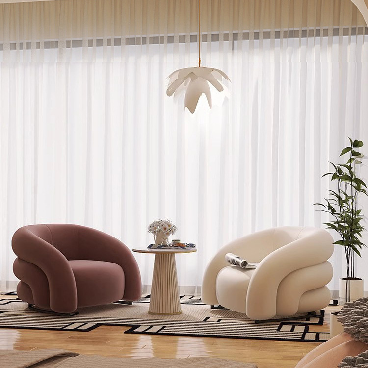 Cream-Style Single Sofa Chair, Lazy Internet Celebrity Style Single Chair Sofa, Small Apartment Balcony Designer Leisure Chair for Home Use