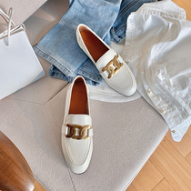 (Miss Morning Hundred Hundred - Leather Flat British vintage one shoe and one shoe woman