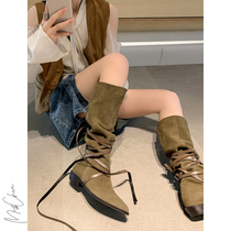 The princess is also a knight ~ retro - pile boots tip cross - tied with middle boots