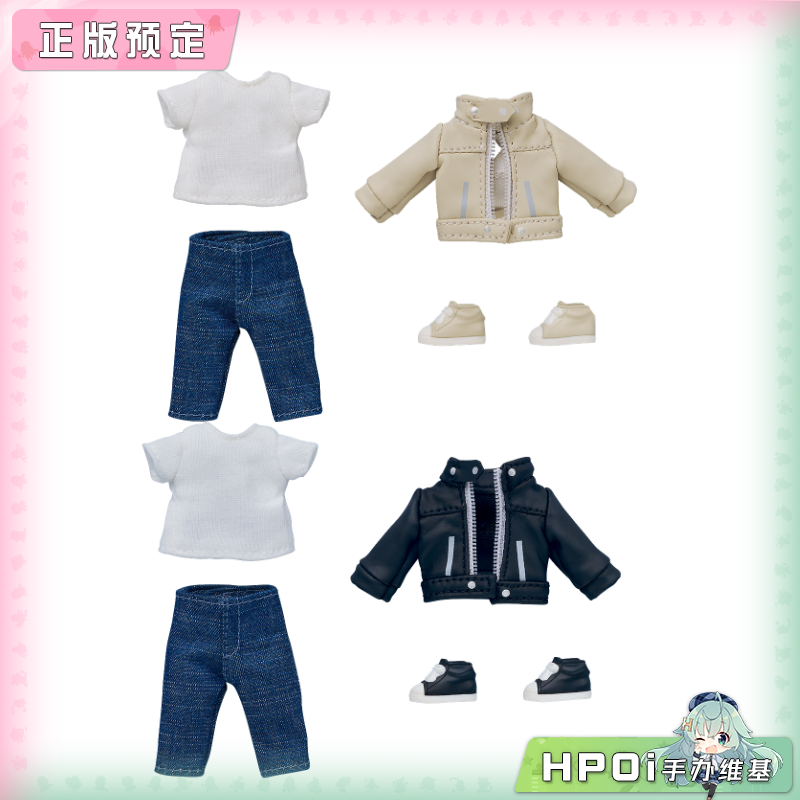 GSC 服装套组 骑行夹克 黑 象牙白 粘土娃 配件