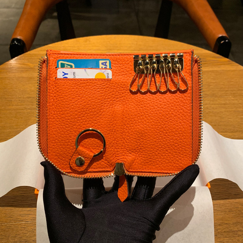 Key bag women's multi-function key bag card holder two-in-one men's leather compact simple coin purse all-in-one bag storage