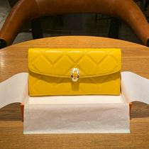 Yellow wallet to finance long women fashion European and American Leather snake head diamond large capacity hand holding 2021 New wallet