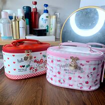 Japan-ROK Makeup Bag Cartoon Teenage Girl Hearts Foggy Flowers New Styled Handheld Large Capacity Color Makeup Skin Care Products Brief Cute