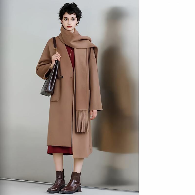 Youmei World Sk4E2805 Winter Clothing Big Brand Camel Wool Woolen Coat Women's Mid-Length Woolen Coat