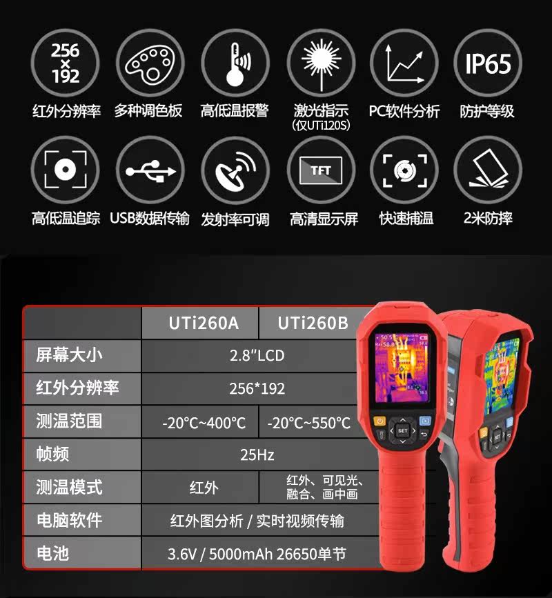 Тепловизор 优利德uti120s/260b红外热成像仪测温仪热感热像仪工业地暖测漏水