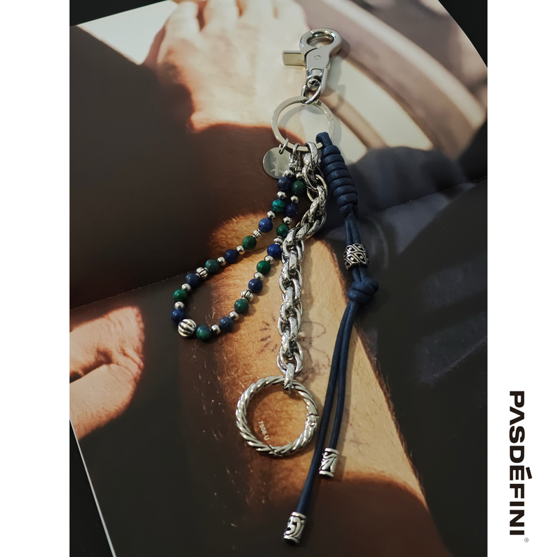 Pasdefini 25Ss Japanese Imported Wax Rope Natural Lapis Lazuli Keychain Bag Pendant