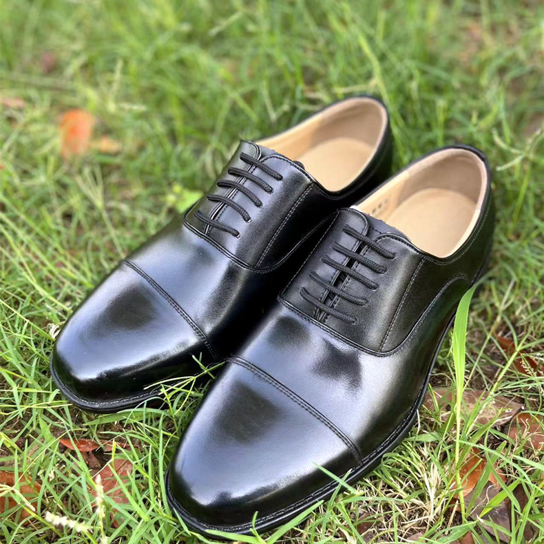 Golden Monkey Men Black Lacing Cow Leather Triple joints Single Breathable Round Head Office Business Positive Dress Security Genuine Leather