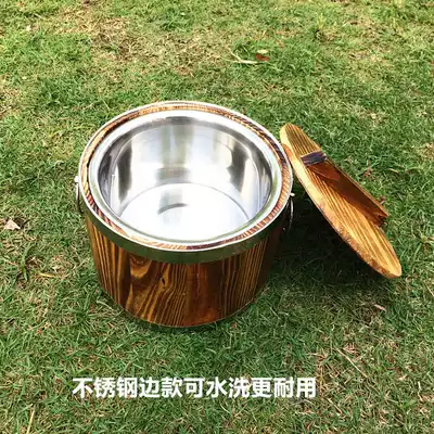 Wooden barrel rice Wooden barrel dining room Hotel stainless steel side flavor cup Hotel commercial household rice filling rice insulation can be washed