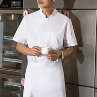 Белый фартук, короткий рукав