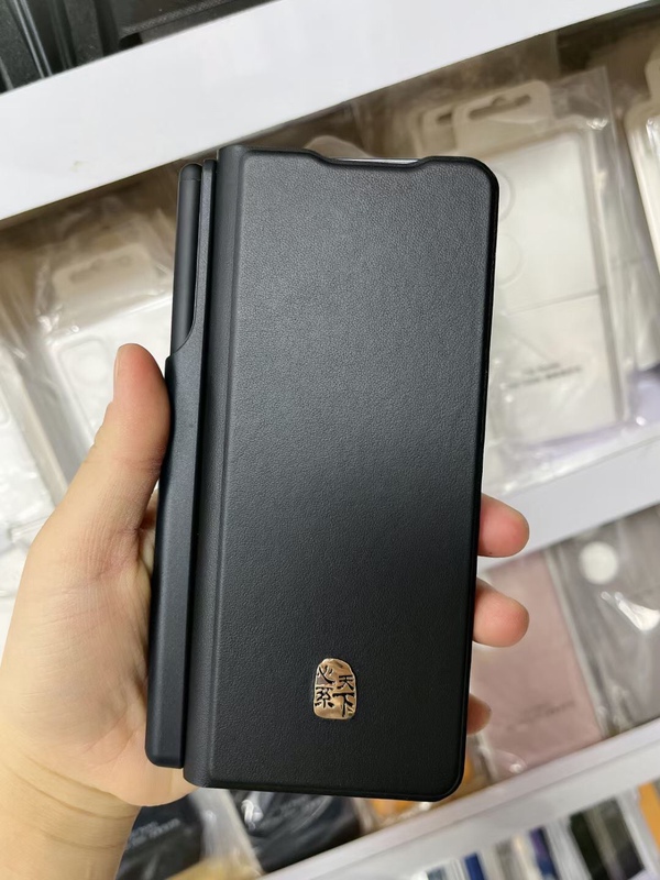 Suitable for Samsung Foldable3/W22 Mobile Phone Case, Foldable Screen, Full-Cover Genuine Leather Protective Case with S Pen Stylus