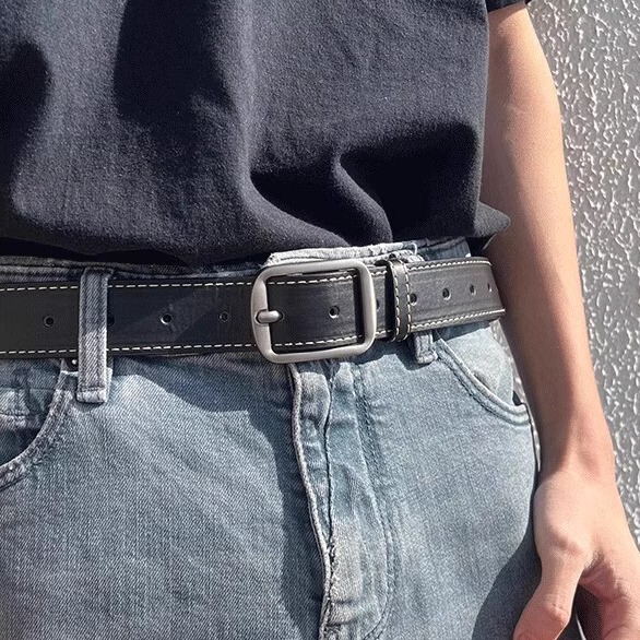 Fashionable Women's Genuine Leather Pin Buckle Belt 2025 New Korean Style Men's Belt Versatile Trendy Jeans Belt