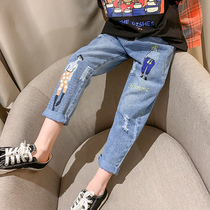 Girls  pants Spring 2021 spring and autumn foreign style childrens jeans Middle and large childrens Korean version of the fashionable trousers trend