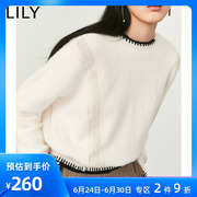 Simple LILY2019 Winter mới của phụ nữ không đối xứng Loose Mahai áo len ngắn len dệt kim 8775