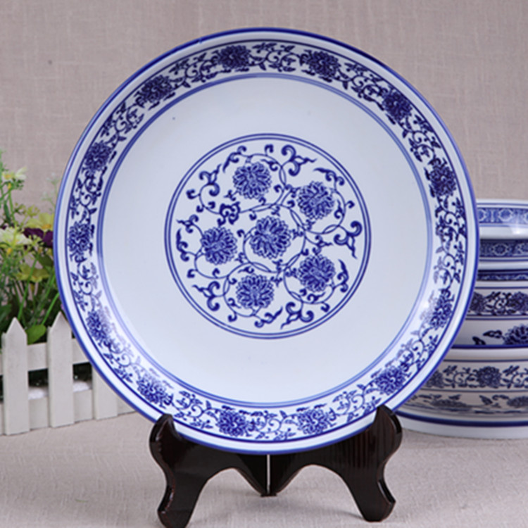 Green flower ceramic dishes Dish Dinner Plate Deep Soup Pan Dinner Plate Water Dumplings Chopped Peppers Head Pan Fish Head Bubble Cake Pan