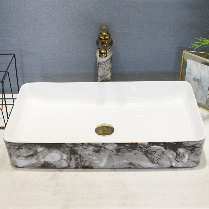 M letters birds jingdezhen ceramic stage basin sink single household balcony basin basin northern wind rectangular basin