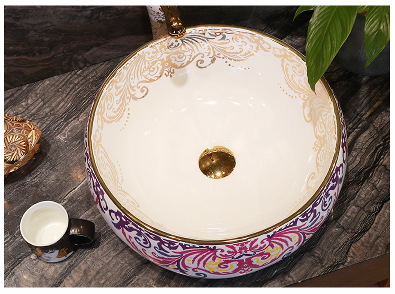 Basin stage Basin round household lavabo modern toilet jingdezhen ceramic art Basin lavatory Basin