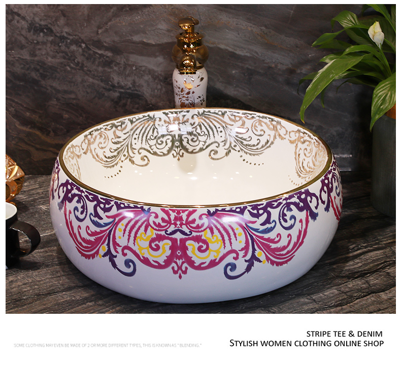 Basin stage Basin round household lavabo modern toilet jingdezhen ceramic art Basin lavatory Basin