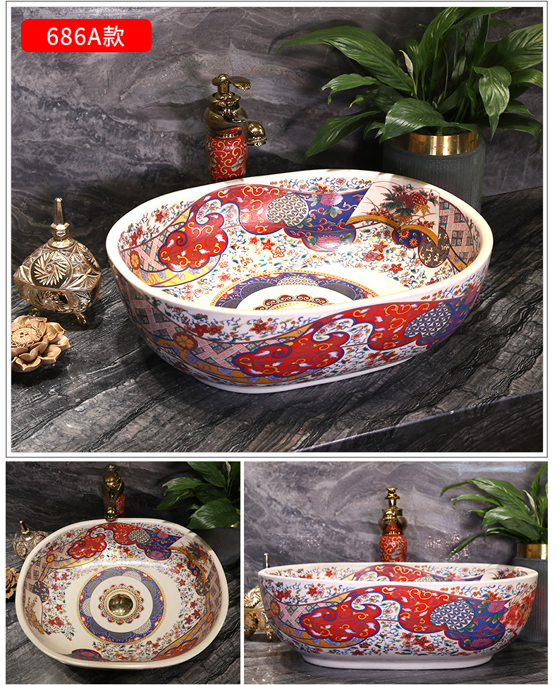 Ceramic art basin on its square Europe type lavatory toilet lavabo, marble platform basin oval