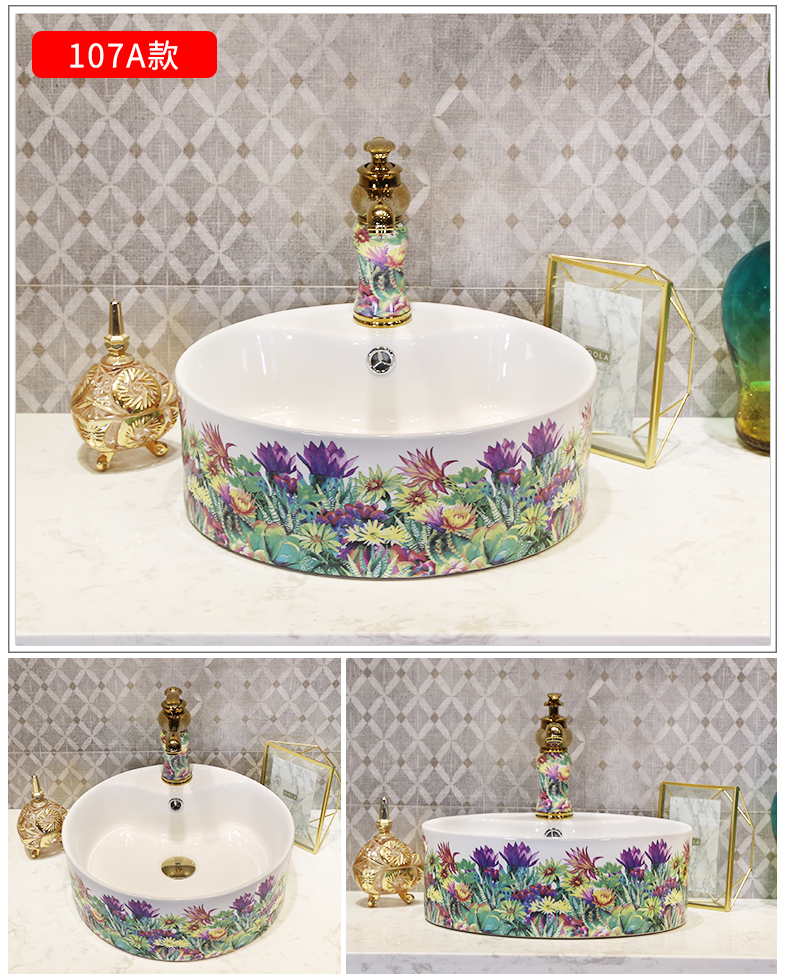 Ceramic art basin on its square Europe type lavatory toilet lavabo, marble platform basin oval
