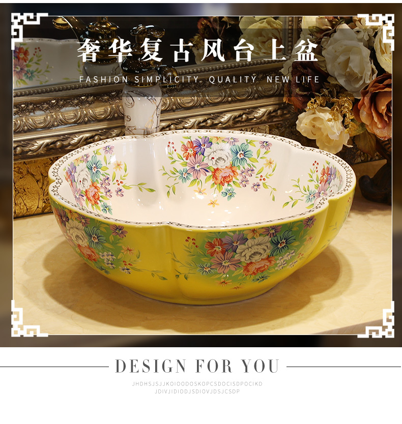 M letters birds art stage basin European ceramic lavatory petals basin basin on the sink