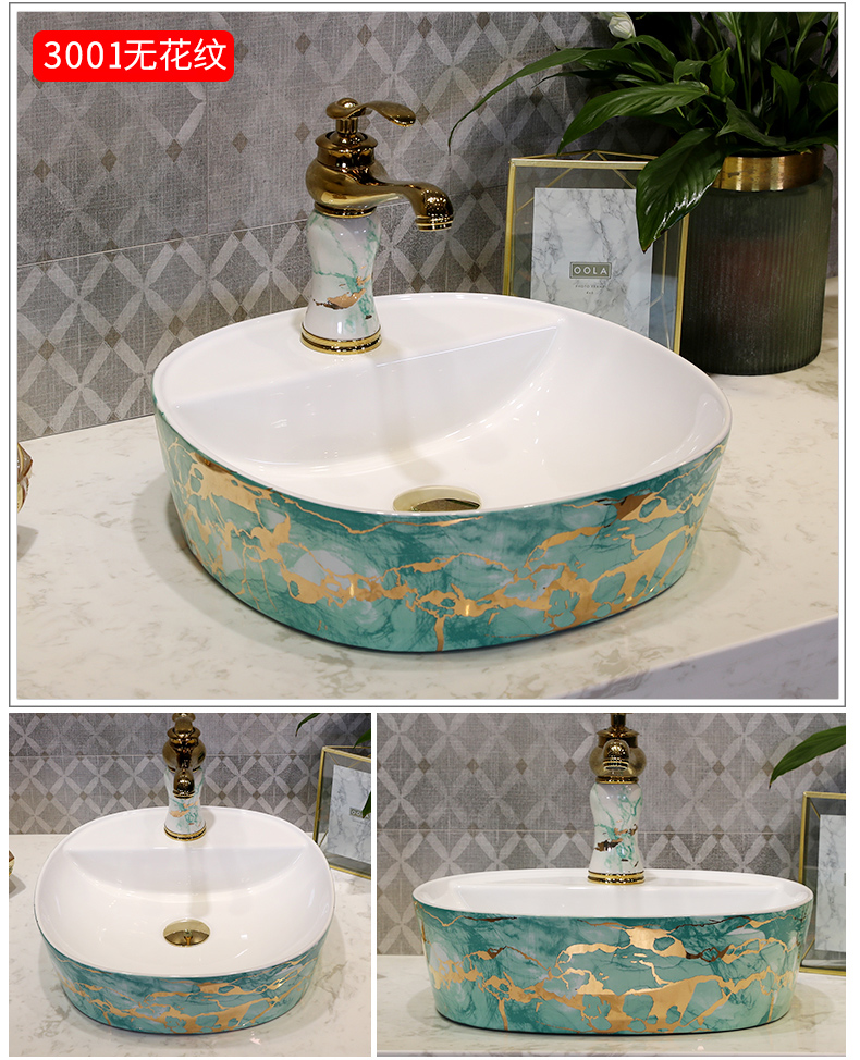 M letters birds stage basin sink ceramic art toilet lavatory oval European wash gargle basin of household