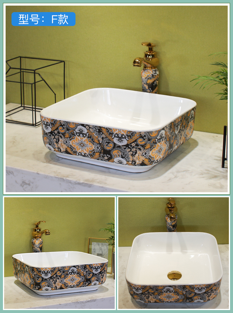 M letters birds on the ceramic basin sink single elliptic household balcony basin basin bathroom continental basin