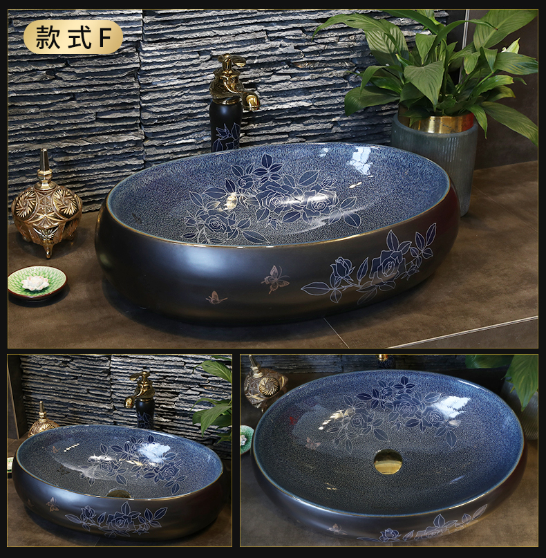 M letters birds ceramic art stage basin oval ou the sink basin sink toilet lavatory basin