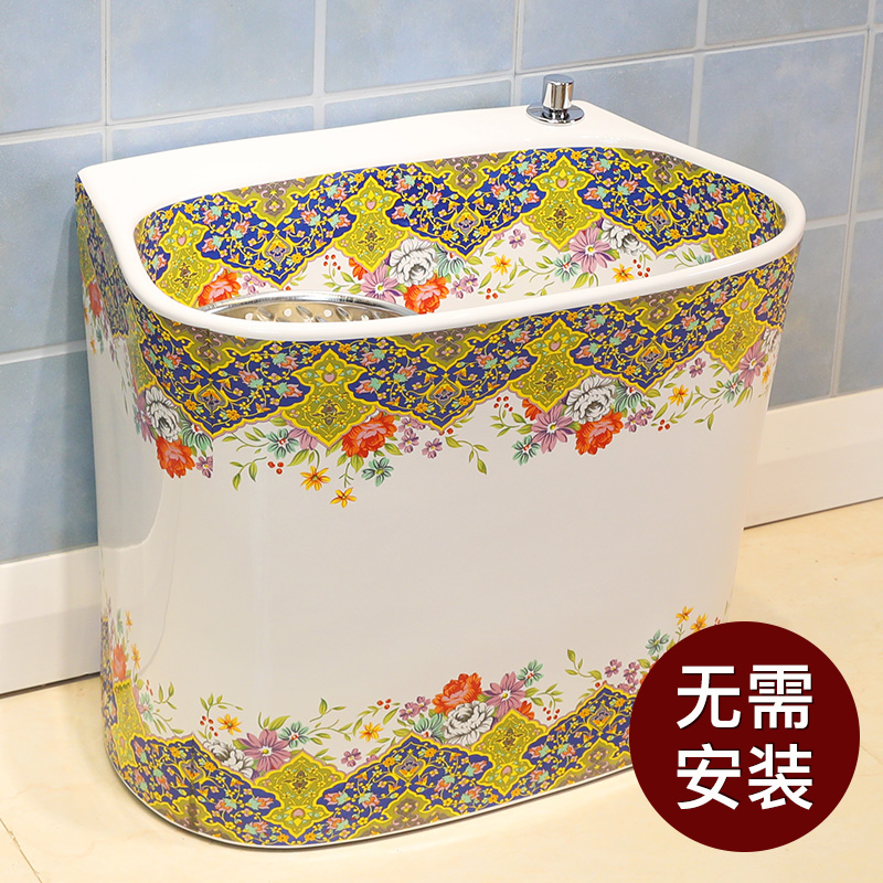 M letters birds rainbow art mop pool Europe type ceramic mop pool balcony toilet wash mop pool the mop bucket