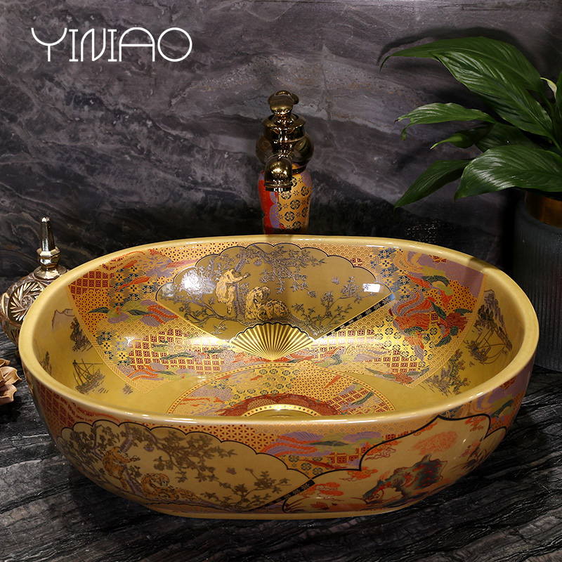 Wash basin ceramic lavatory toilet lavabo mesa household art stage basin restoring ancient ways round the stage