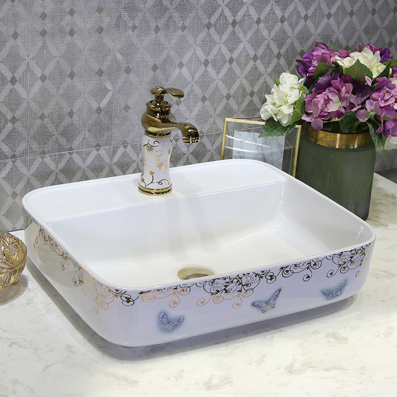 M letters birds ceramic art basin stage basin to square the Europe type lavatory toilet lavabo, marble table