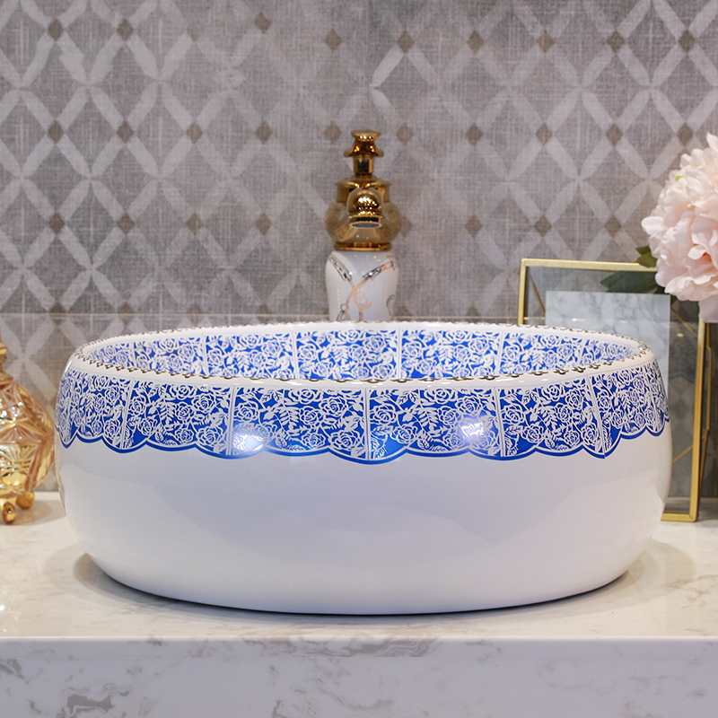 The stage basin round marble basin bathroom sinks ceramic art on The stage of The basin that wash a face to The sink