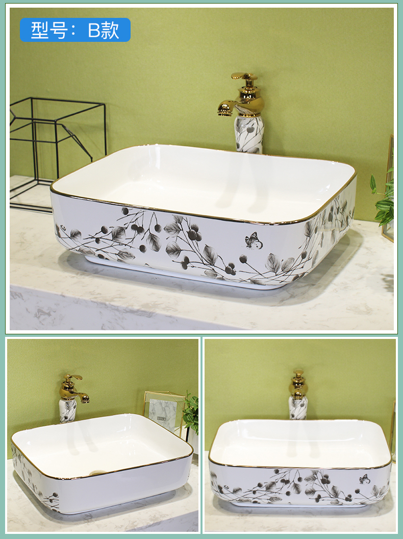 M letters birds on the butterfly ceramic basin sink single household lavatory basin in northern wind for wash basin basin