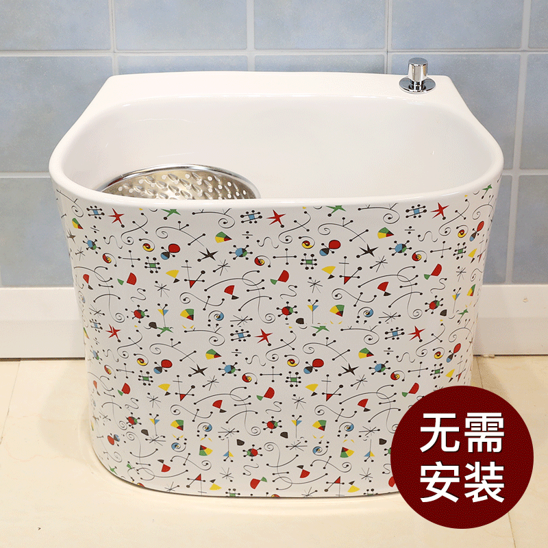 M letters birds ceramic mop pool bathroom home floor mop pool Europe type small mop pool trough basin of the balcony