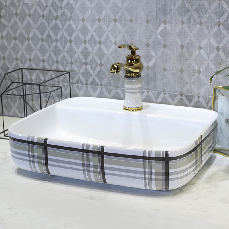 On the ceramic bowl, square, European art basin sink basin bathroom sinks counters are contracted household