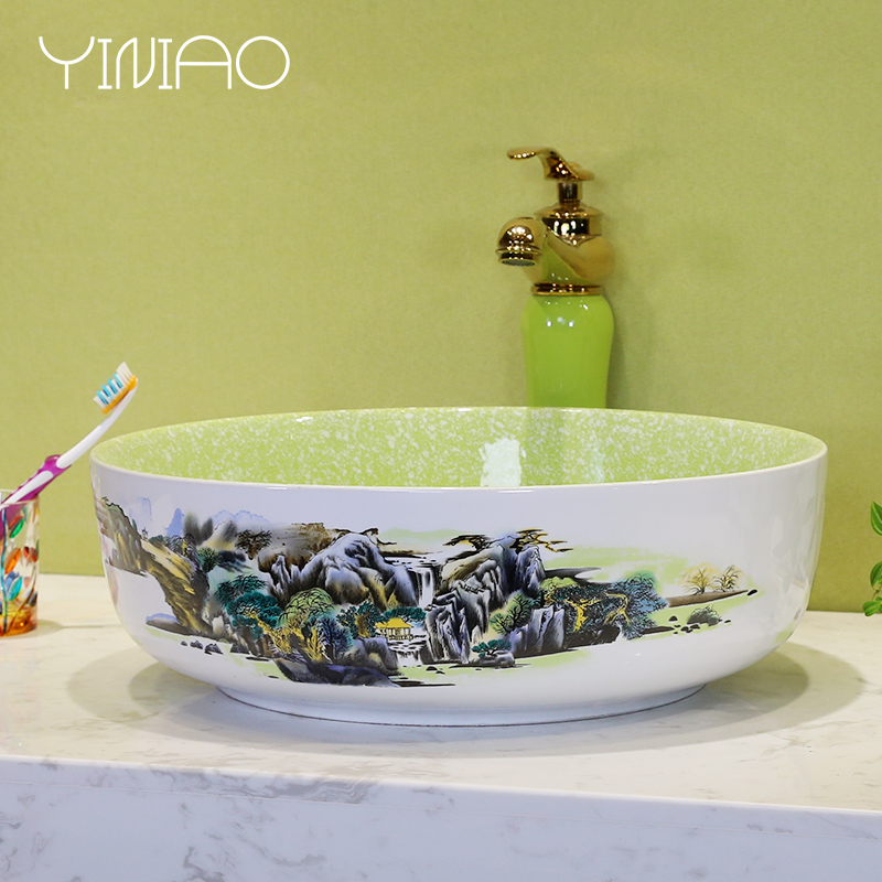 M letters birds Nordic ceramic contracted basin stage basin sink plate toilet lavatory basin of single circular home
