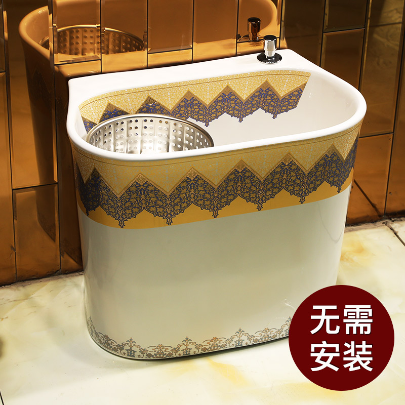 M letters bird ceramics decorated mop pool small balcony large reservoir toilet stage control rotating double drive mop pool