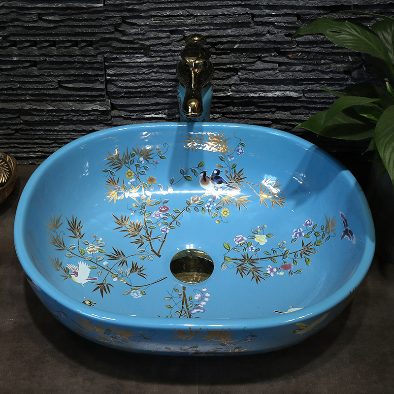 Ceramic stage basin elliptical European art basin sink basin bathroom sinks counters are contracted household