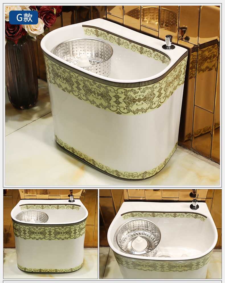 M letters bird ceramics decorated mop pool small balcony large reservoir toilet stage control rotating double drive mop pool