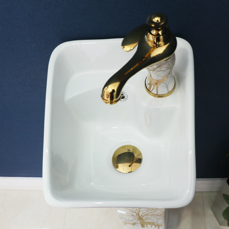 Ceramic basin of pillar type lavatory retro art basin is suing pillar one floor toilet lavabo