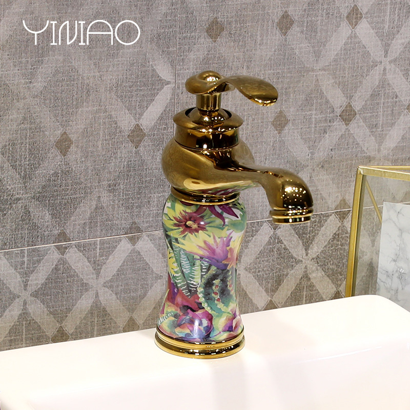 Ceramic art basin on its square Europe type lavatory toilet lavabo, marble platform basin oval
