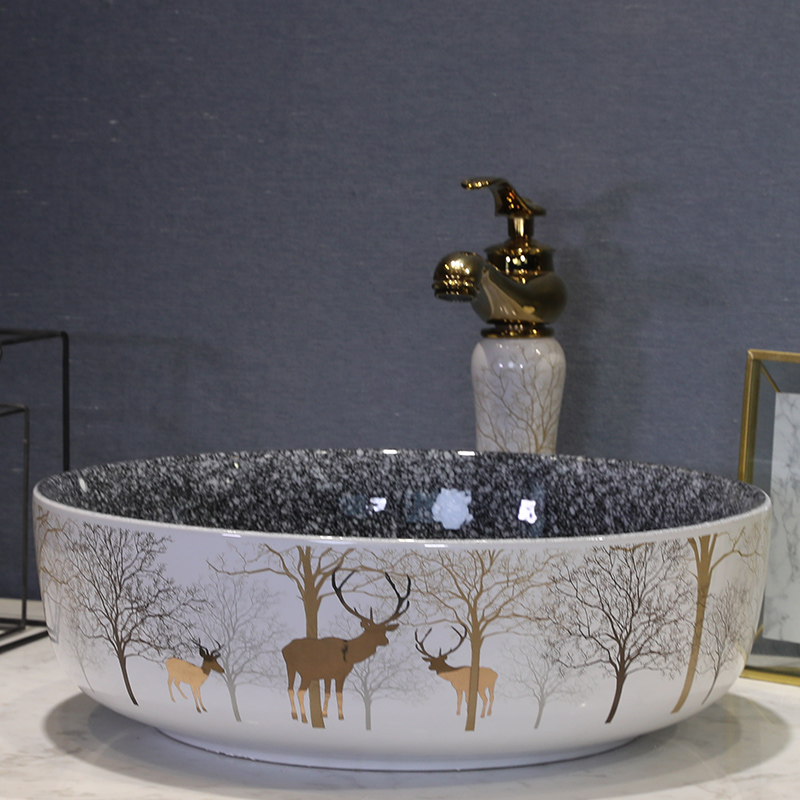 On the ceramic bowl, square, European art basin sink basin bathroom sinks counters are contracted household