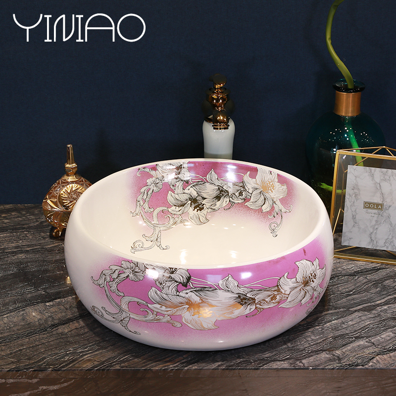 Jingdezhen stage basin round toilet lavabo European household lavatory basin ceramic art basin