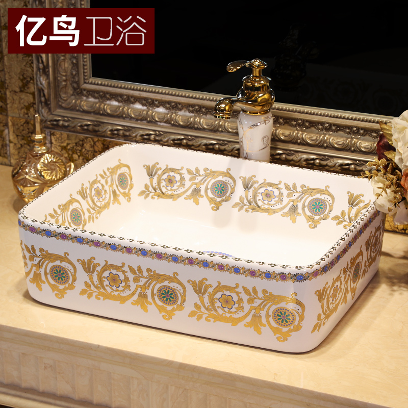 Square table basin for wash gargle on the sink Europe type lavatory toilet stage basin ceramic art basin home