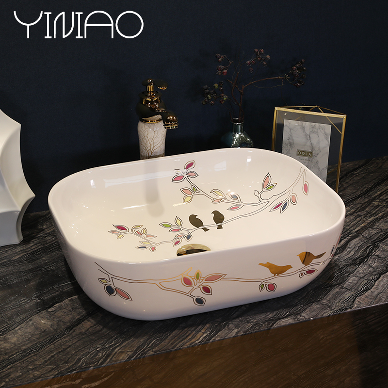 The stage basin square European ceramic lavatory household jingdezhen basin toilet lavabo art basin