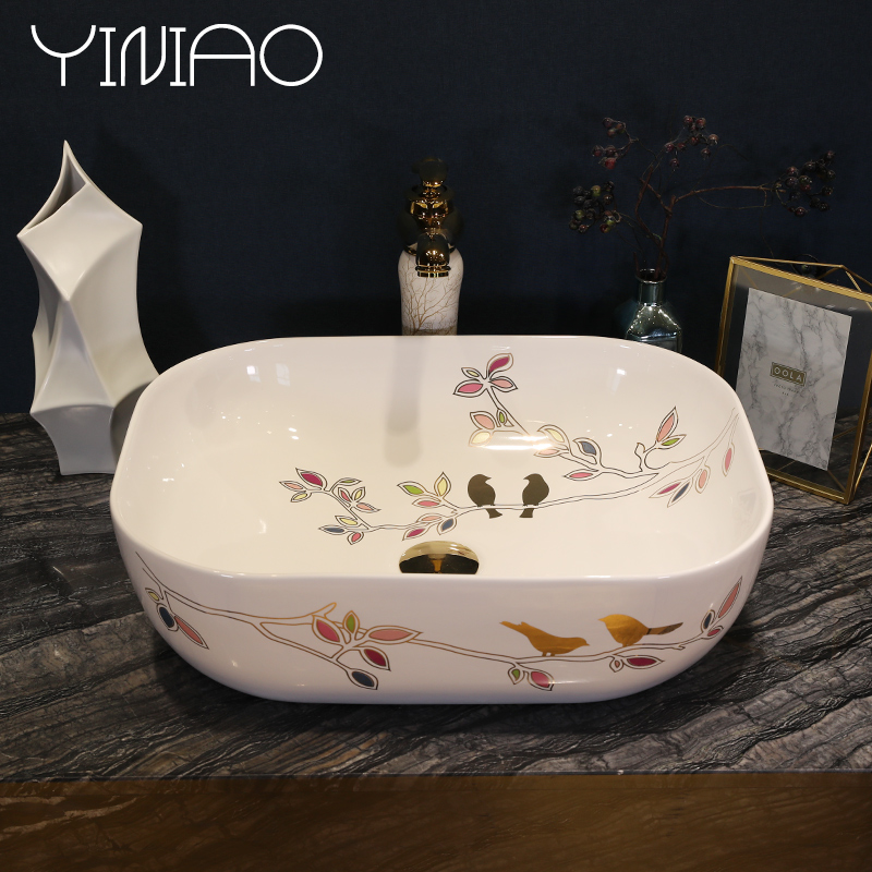 The stage basin square European ceramic lavatory household jingdezhen basin toilet lavabo art basin