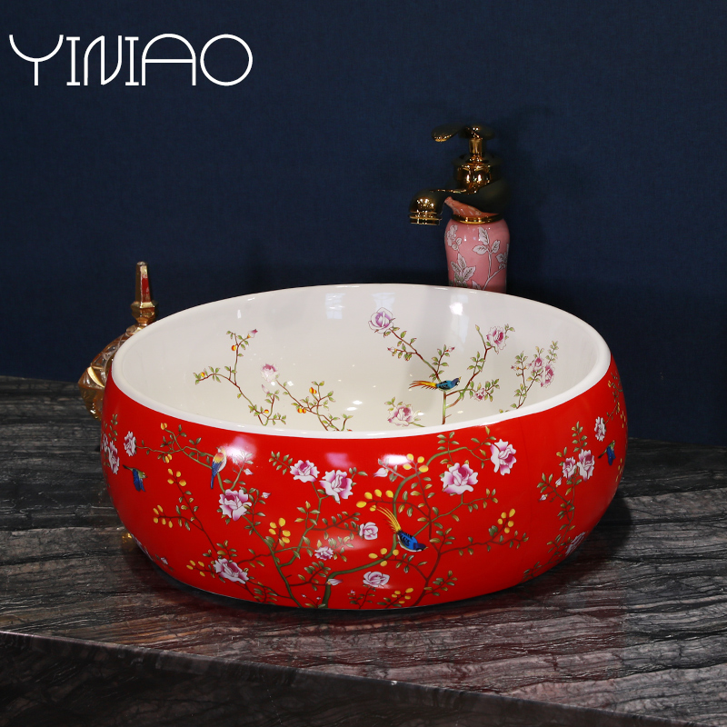 Jingdezhen stage basin petals lavatory ceramic household toilet lavabo European art basin basin