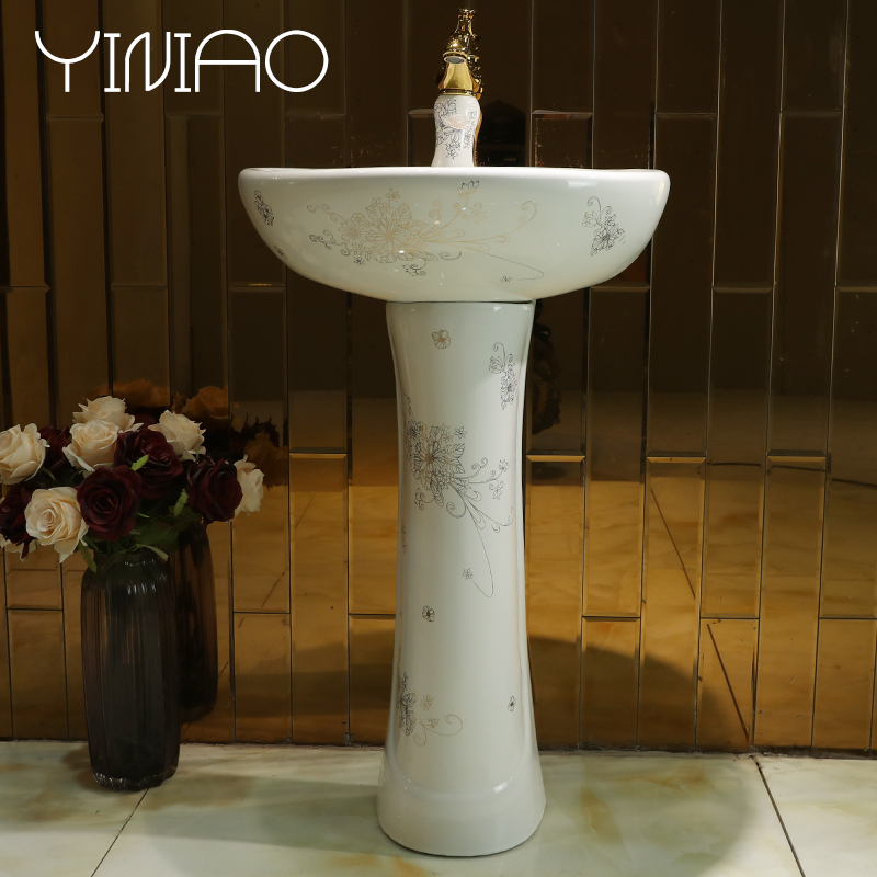 M letters birds basin of pillar type lavatory floor pillar integrated art basin ceramic toilet lavabo is contracted