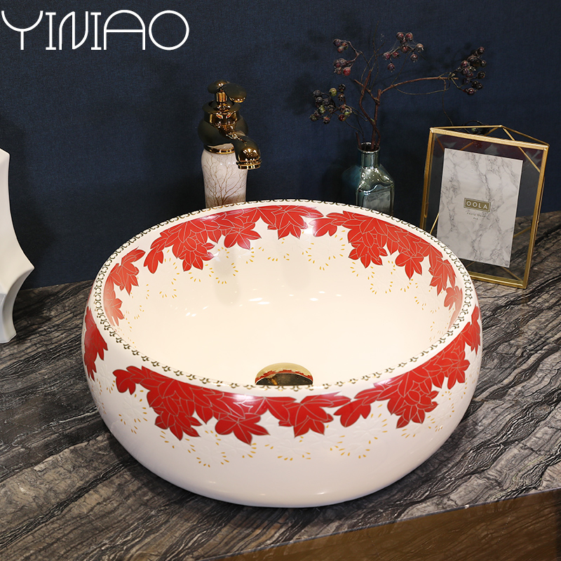 Jingdezhen stage basin of continental basin bathroom ceramic hand washing dish household basin basin art circle