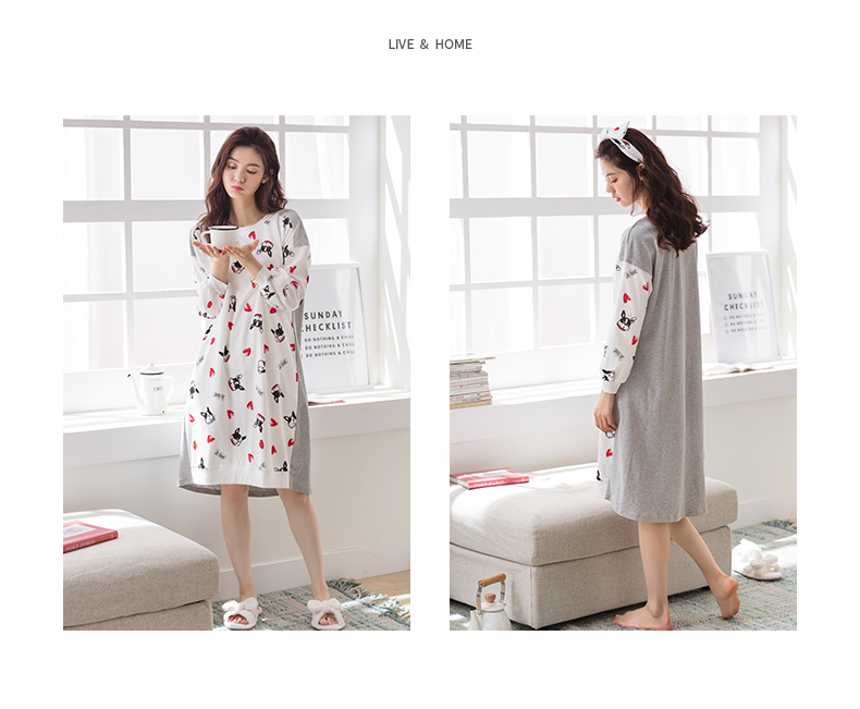 Jing Yun mùa thu cotton nữ đồ ngủ dài tay dễ thương vẻ đẹp ngọt ngào áo dài dài phiên bản Hàn Quốc của dịch vụ nhà cotton lỏng lẻo đồ bộ mặc nhà cao cấp